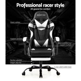 MARVEL Gaming Office Chairs Computer Seating Racing Recliner Footrest Black White