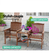 GARDEON Garden Bench Chair Table Loveseat Wooden Outdoor Furniture Patio Park Brown