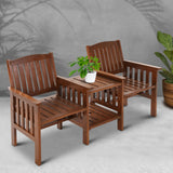 GARDEON Garden Bench Chair Table Loveseat Wooden Outdoor Furniture Patio Park Brown