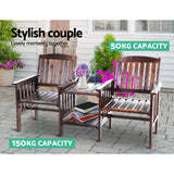 GARDEON Garden Bench Chair Table Loveseat Wooden Outdoor Furniture Patio Park Charcoal Brown