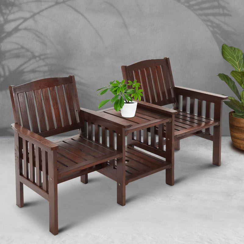 GARDEON Garden Bench Chair Table Loveseat Wooden Outdoor Furniture Patio Park Charcoal Brown