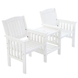 GARDEON Garden Bench Chair Table Loveseat Wooden Outdoor Furniture Patio Park White