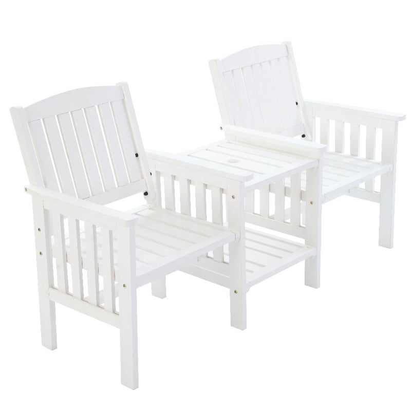 GARDEON Garden Bench Chair Table Loveseat Wooden Outdoor Furniture Patio Park White