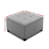 CARTER Storage Ottoman Blanket Box Linen Foot Stool Chest Couch Bench Toy Grey