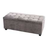 CARTER Storage Ottoman Blanket Box Velvet Foot Stool Rest Chest Couch Toy Grey