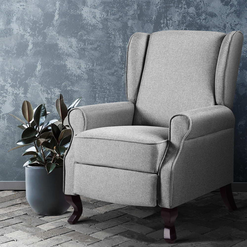 ALFRED Recliner Chair Luxury Lounge Armchair Single Sofa Couch Fabric Grey