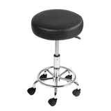 ZIP PU Leather Swivel Salon Stool - Black