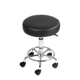 ZIP PU Leather Swivel Salon Stool - Black