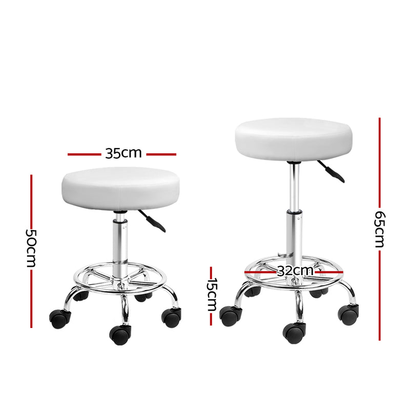 ZIP PU Leather Swivel Salon Stool - White