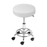 ZIP PU Leather Swivel Salon Stool - White