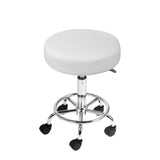 ZIP PU Leather Swivel Salon Stool - White