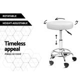 ZIP PU Leather Swivel Salon Stool - White