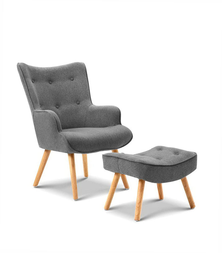 LANSAR Armchair and Ottoman - Grey