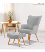 LANSAR Armchair and Ottoman - Light Grey