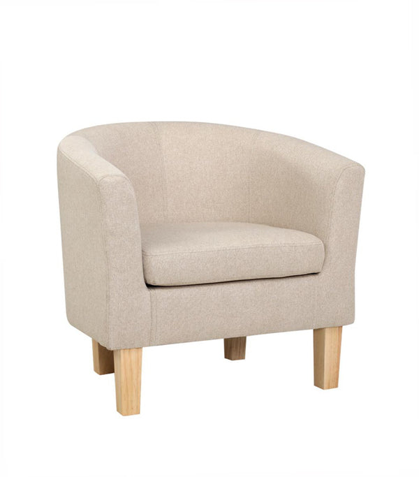 ABBY Armchair Lounge Chair Tub Accent Armchairs Fabric Sofa Chairs Beige