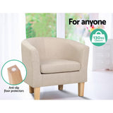 ABBY Armchair Lounge Chair Tub Accent Armchairs Fabric Sofa Chairs Beige