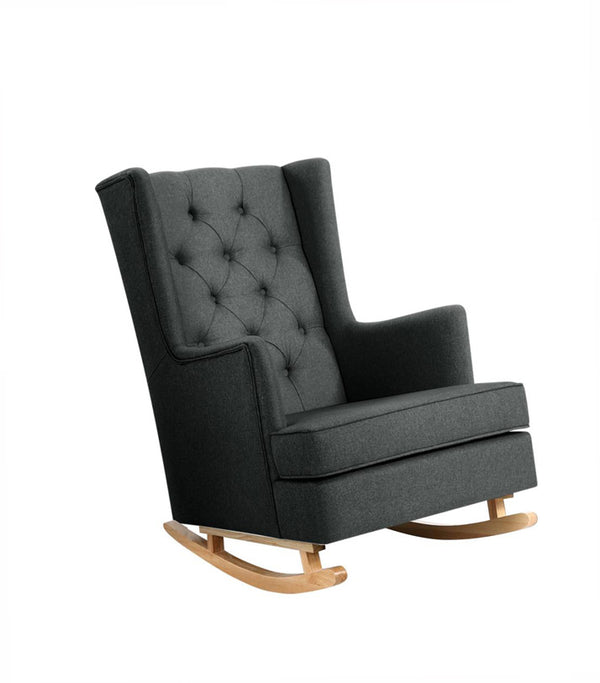 GAIA Rocking Armchair Feeding Chair Fabric Armchairs Lounge Recliner Charcoal
