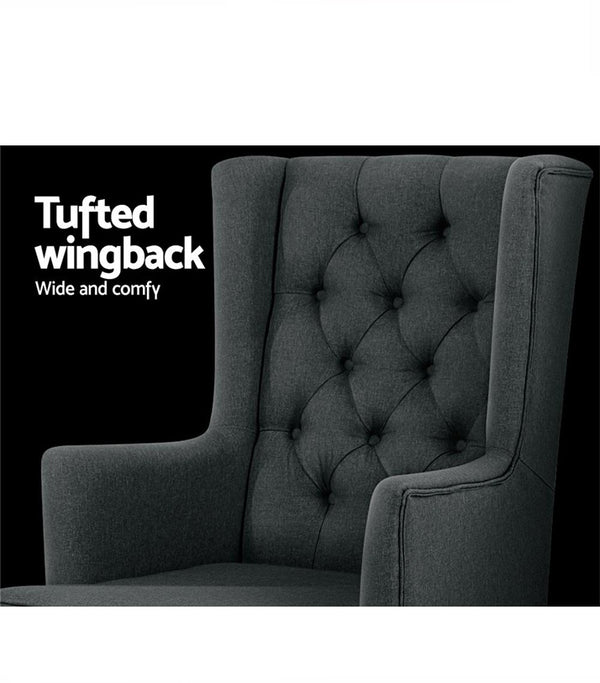 GAIA Rocking Armchair Feeding Chair Fabric Armchairs Lounge Recliner Charcoal