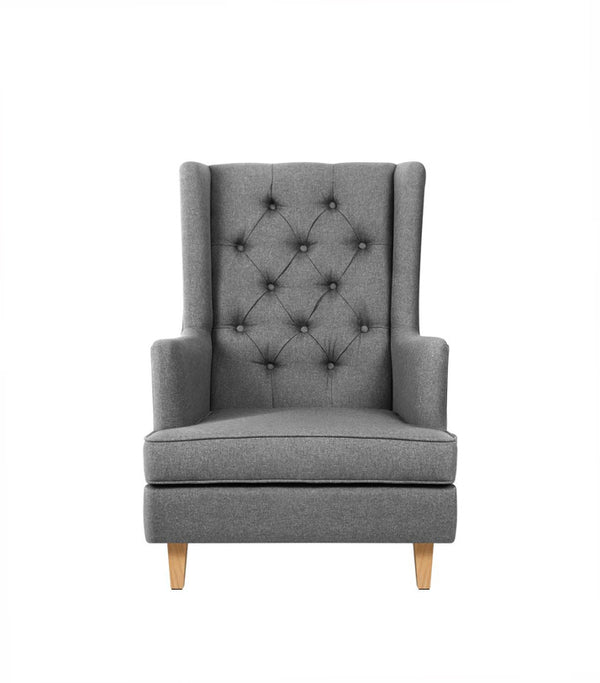 GAIA Rocking Armchair Feeding Chair Linen Fabric Armchairs Lounge Retro Grey