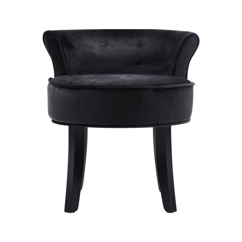 ABELLA Velvet Vanity Stool Backrest Stools Dressing Table Chair Makeup Bedroom Black