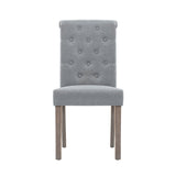 DANSON 2x Dining Chairs French Provincial Kitchen Cafe Fabric Padded High Back Pine Wood Light Grey