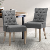 CAYES Set of 2 Dining Chair CAYES French Provincial Chairs Wooden Fabric Retro Cafe