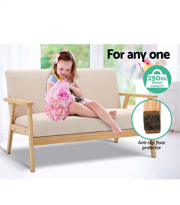 SKANE 2 Seater Fabric Sofa Chair - Beige