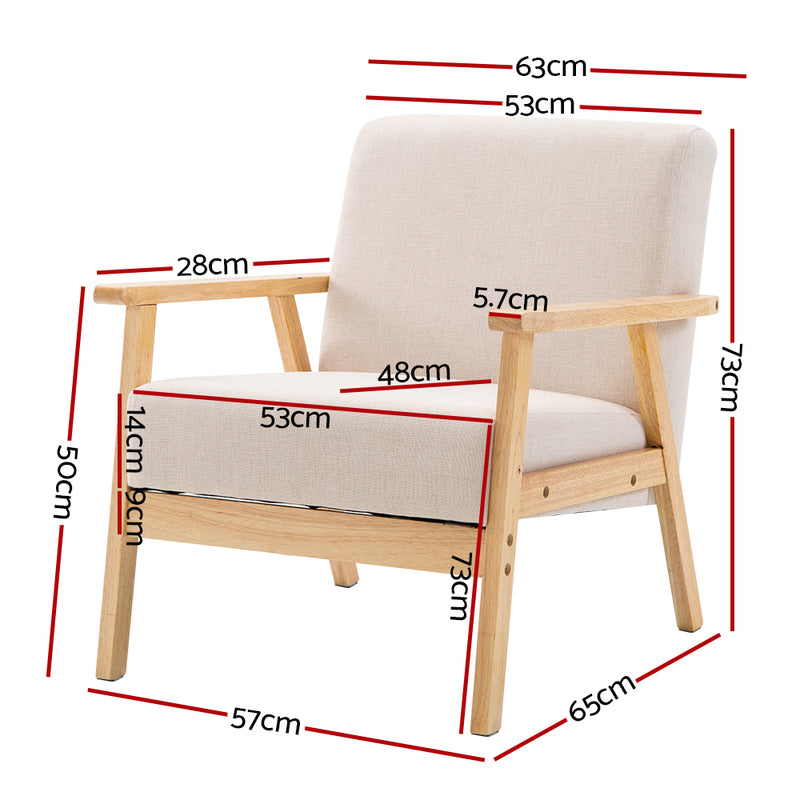 SKANE Fabric Dining Armchair - Beige