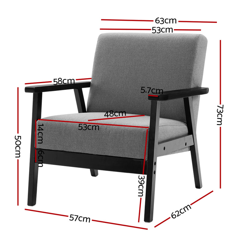 SKANE Fabric Dining Armchair - Black & Grey