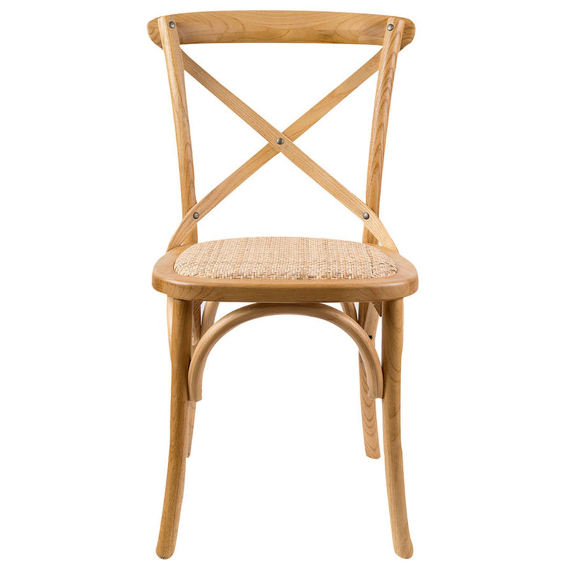 Aster Crossback Dining Chair Set of 2 Solid Birch Timber Wood Ratan Seat - Oak