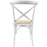 Aster Crossback Dining Chair Set of 2 Solid Birch Timber Wood Ratan Seat - White