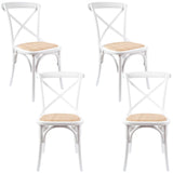 Aster Crossback Dining Chair Set of 4 Solid Birch Timber Wood Ratan Seat - White