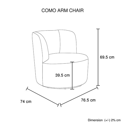 Como Arm Chair Fabric Upholstery Dark Grey Colour Wooden Structure High Density Foam Rotating Metal Chassis